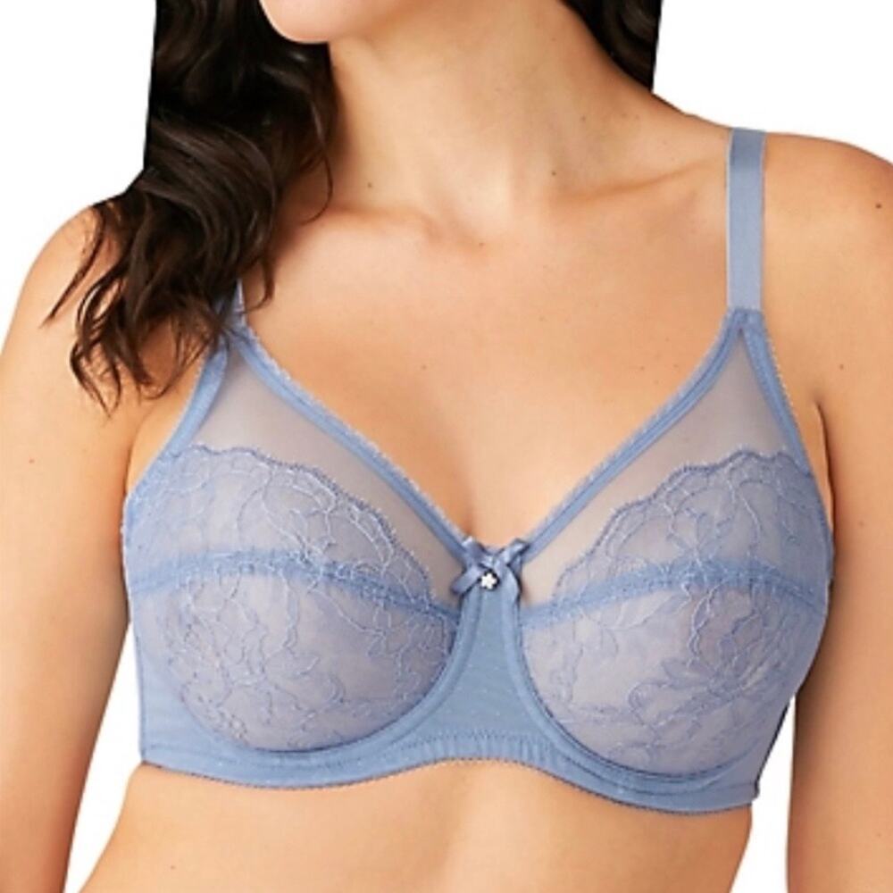 Wacoal 855186 blue lace First Bloom Retro Chic Full Figure underwire bra 40D